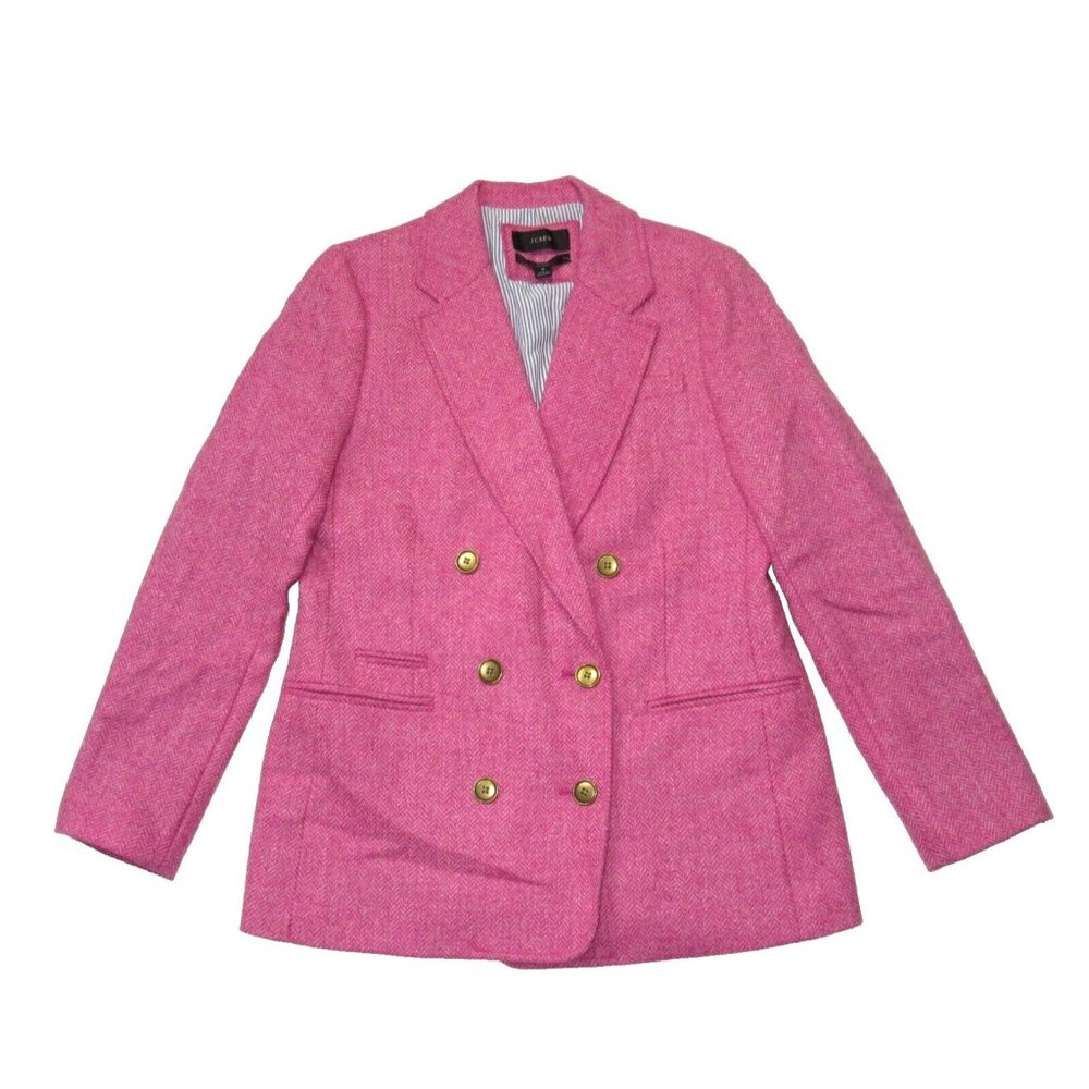 NWT J.Crew Bristol Blazer in Rose Pink English Wool Herringbone Jacket 6 $298 - Picture 2 of 9